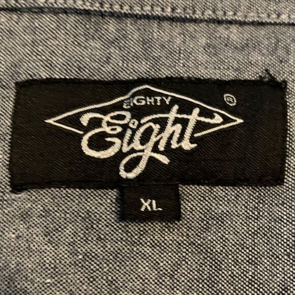 Eighty Eight Shirt Mens XL Gray Navy Red Plaid Button Front Long Sleeve Western - Picture 2 of 7